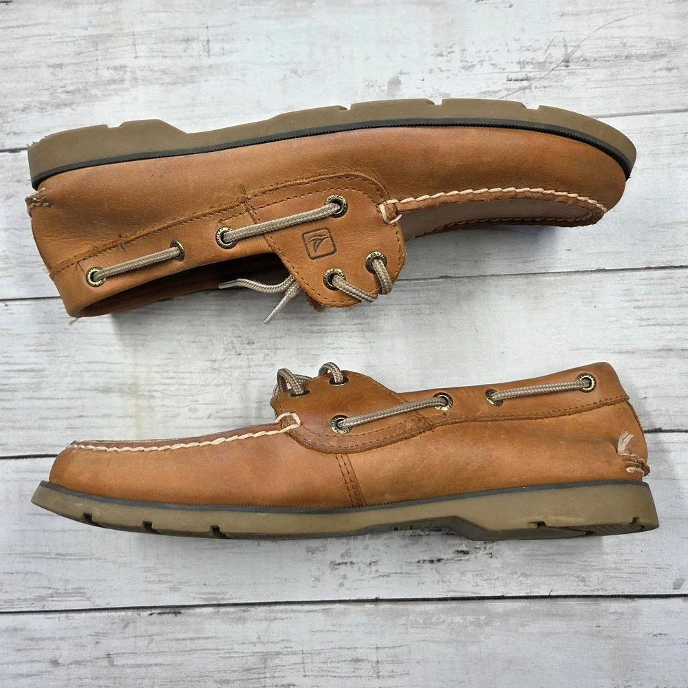 Sperry Top-Sider 0777894 Boat Shoes Men 10M Tan Leather Classic Nautical Loafers